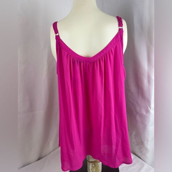 Torrid Womens Tank Solid Pink Georgette Tunic Size 2X - Picture 3 of 8